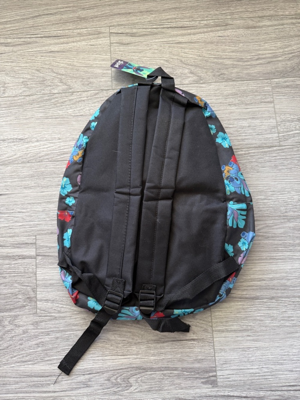 Disney Black Backpack with Blue Stitch and Red Floral Accents - Picture 7 of 7